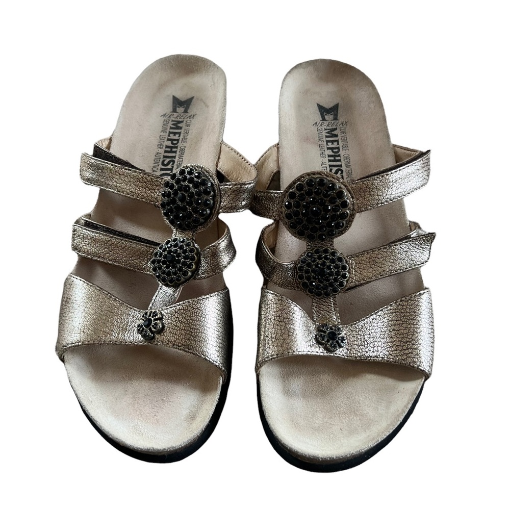 Mephisto Air-Relax Bronze/Black Beaded Slip On Sandals Size 9
